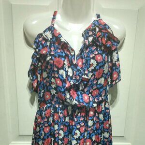 KATE SPADE NEW YORK MIDI DRESS NAVY RED WHITE V NECK SLEEVELESS SIZE 6